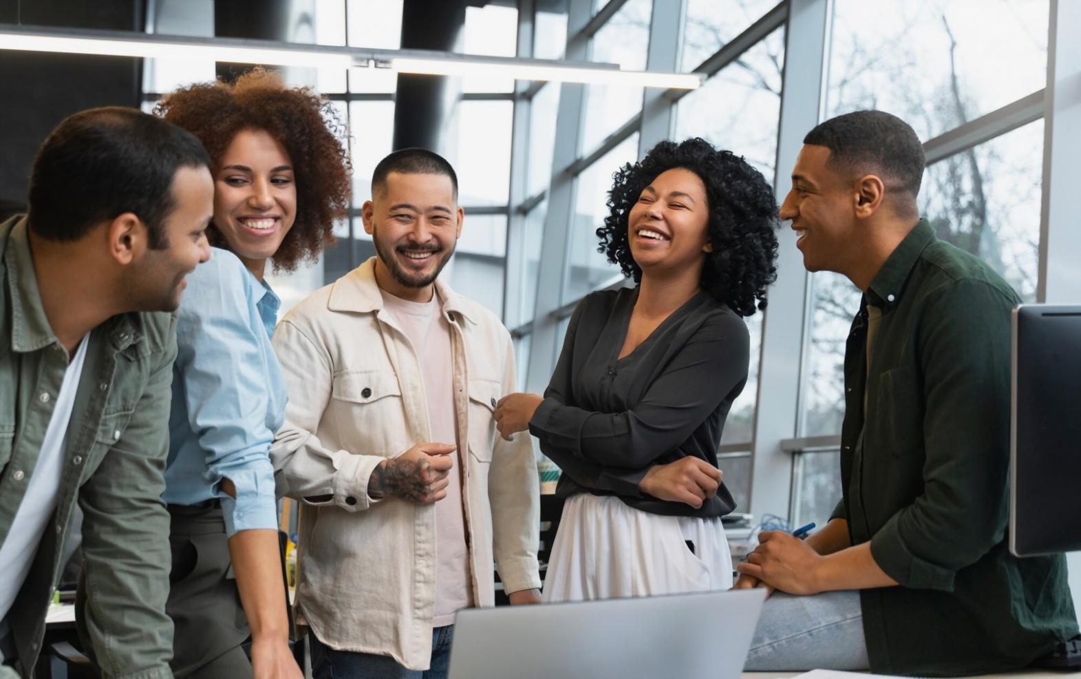 Profesionales trabajando en análisis financiero y modelado de escenarios en una oficina moderna